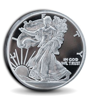 walking liberty silver round fine